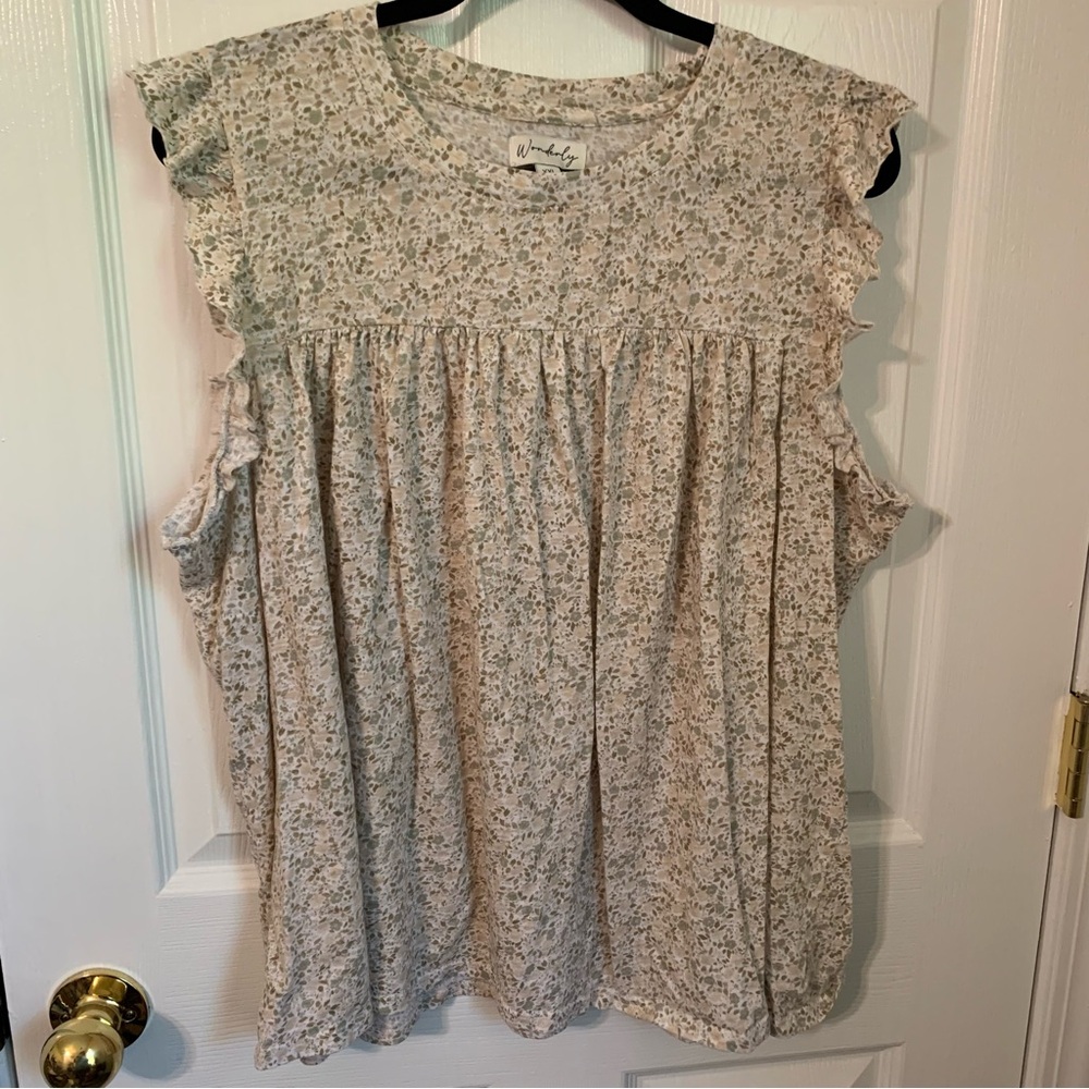 Wonderly 2x baby doll ruffle edge tank